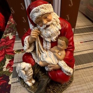 Sitting Santa with Baby Jesus and Lamb Figure. Joseph’s Studio